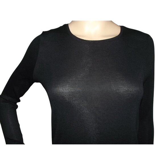 White House Black Market Shirt Womens Small black long sleeve ribbed knit crew - Picture 5 of 11